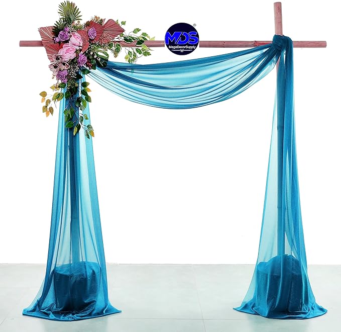 MDS Halloween Chiffon Draping Fabric - 2 Panel, 30" Wide x 40ft Long - Sheer Spooky Arbor & Canopy Drapery for Haunted House Backdrops, Party Ceilings, DIY Costumes & Themed Events - Dark Teal (Pack of 2)