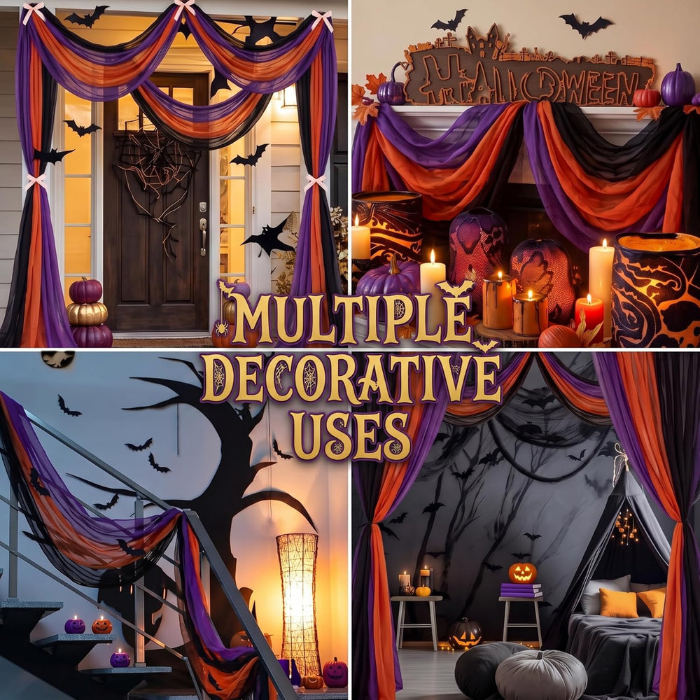 Remagr 12 Pcs Cheesecloth Gauze Table Runners, Halloween