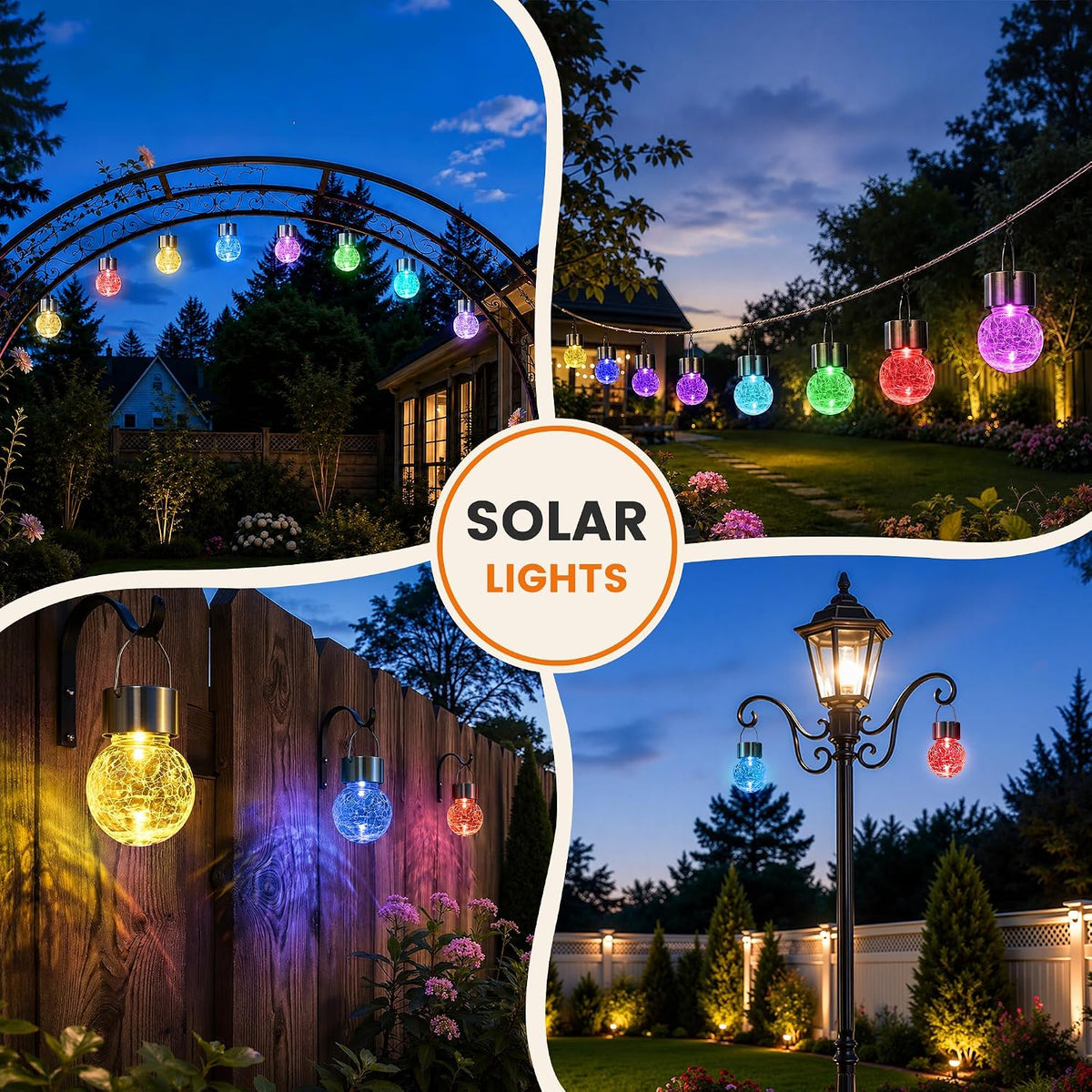gigalumi solar hanging lights outside solar christmas decoration, side view