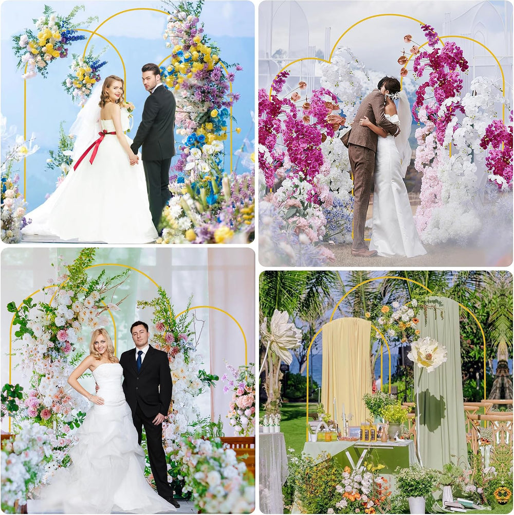 Asee'm Wedding Arch Backdrop Stand Set of 3 (7.2FT, 6.6FT, 6FT) Gold Metal