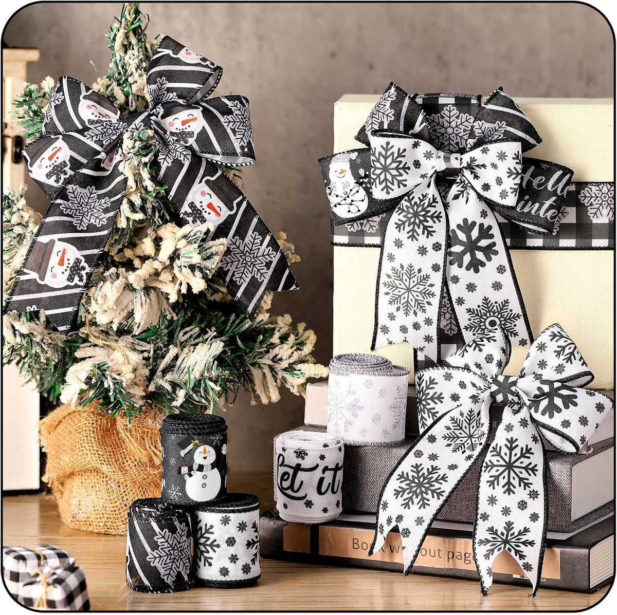 winter ribbons 4 roll mesh ribbon 6 roll, close-up detail