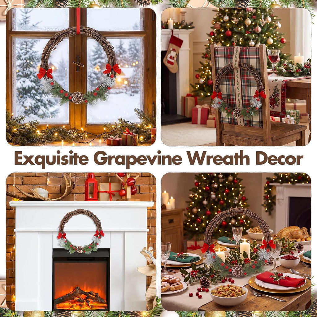 ruisita 6 pieces 12 inch grapevine wreaths vine, package contents