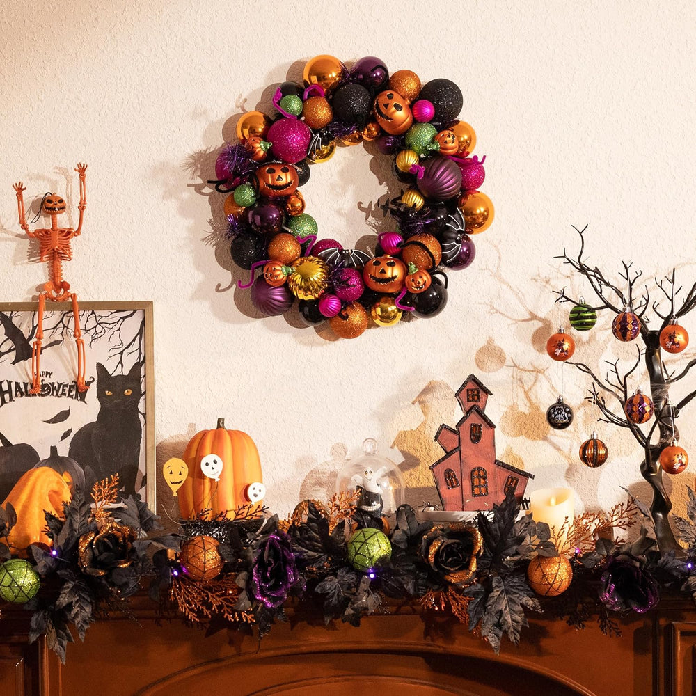 Valery Madelyn Halloween Decorations 20" Pumpkin Wreath for Front Door