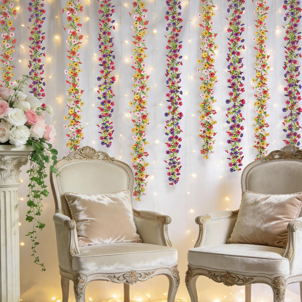 Artificial Flowers Garland Ivy, 4 Pack 5.9 FT Spring Summer Decor UV Resistan...