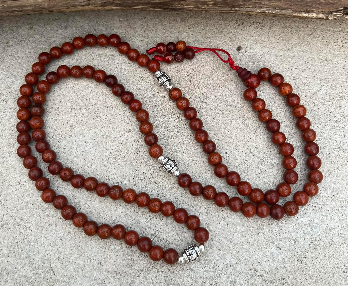 DharmaObjects Tibetan MEDITATION 108 Beads Lotus Seed MALA For Compassion