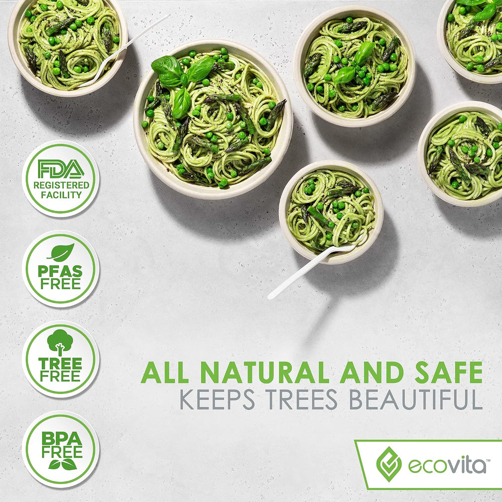 Ecovita 100% Compostable Paper Bowls [32 oz.] – 150 Disposable Bowls Eco Frie...