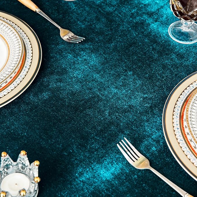Velvet Tablecloth Luxurious Solid Rectangle Table Cloth,Oblong Retro Farmhouse Ruffle Tablecloths Washable Table Cover for Party Wedding Baby Shower Kitchen Dinning Tabletop Decoration