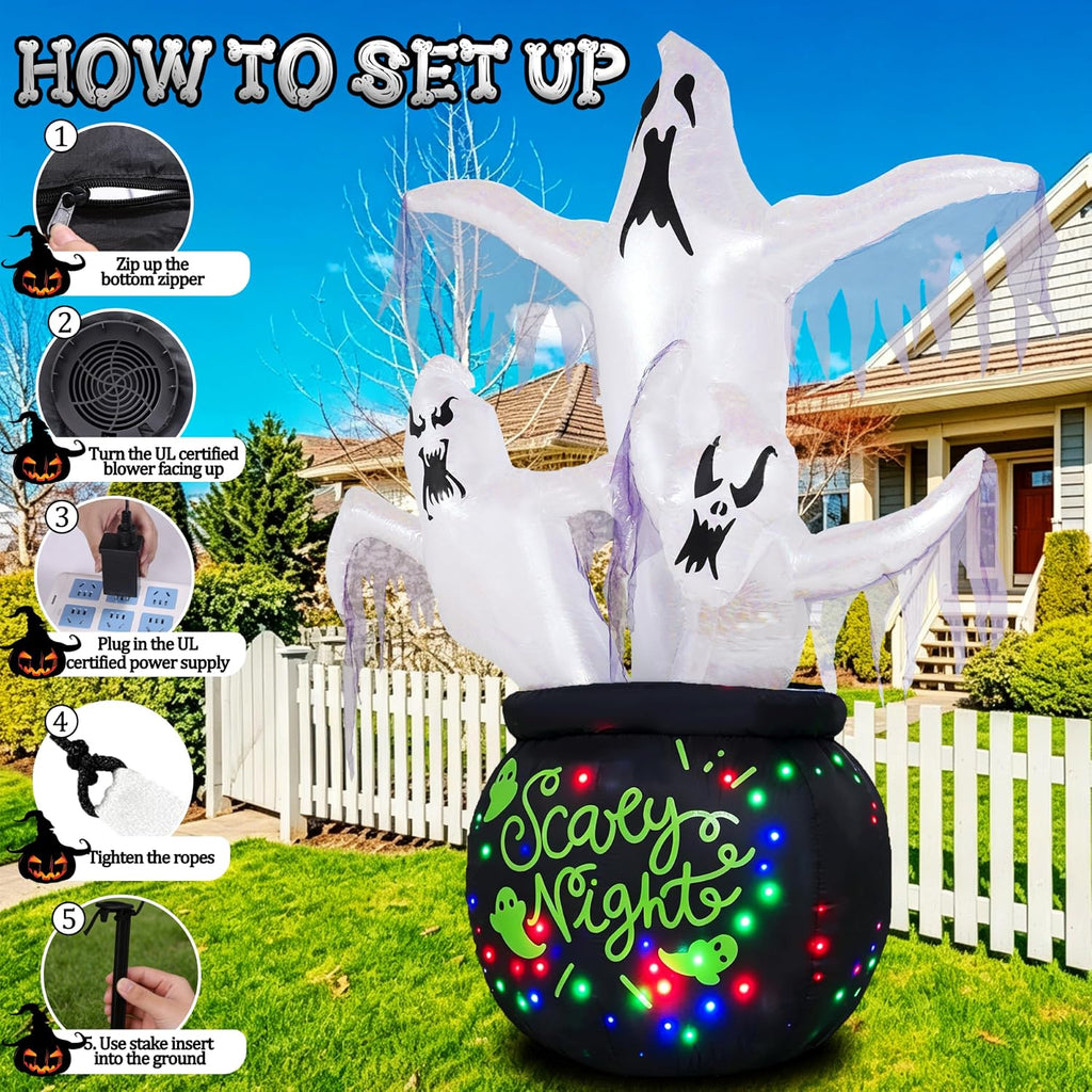 8ft halloween inflatables outdoor decorations scary large ghost, package contents