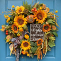 Fall Wreaths for Front Door 24 Inch, Autumn Harvest Wreath with Sunflower