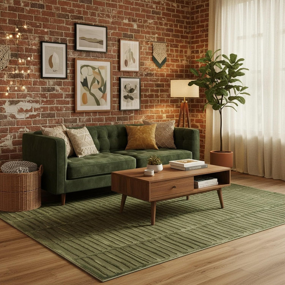 nuLOOM Kailani Green Geometric Washable Area Rug, 7’6”x 9’8”