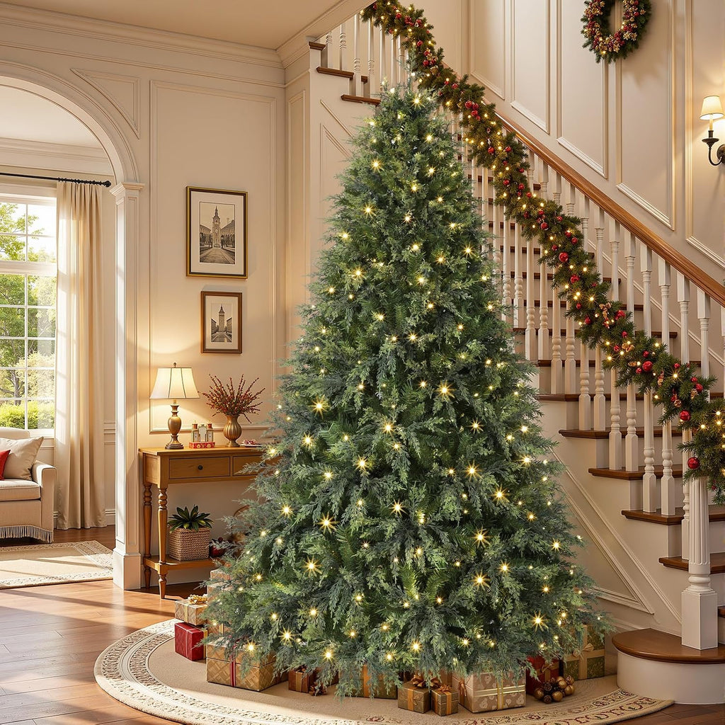 SHareconn 7ft Prelit Artificial Cypress Christmas Tree, Dual Color Lights