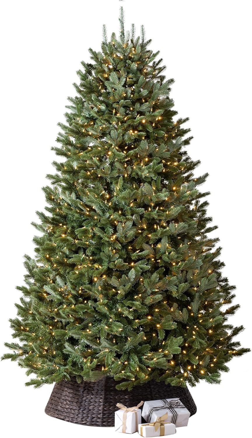 Balsam Hill BH Fraser Fir - Full Christmas Tree with Most Realistic True Needle Foliage, Easy Plug Technology & Multiple Height and Lighting Options, Clear Incandescent, 6.5ft