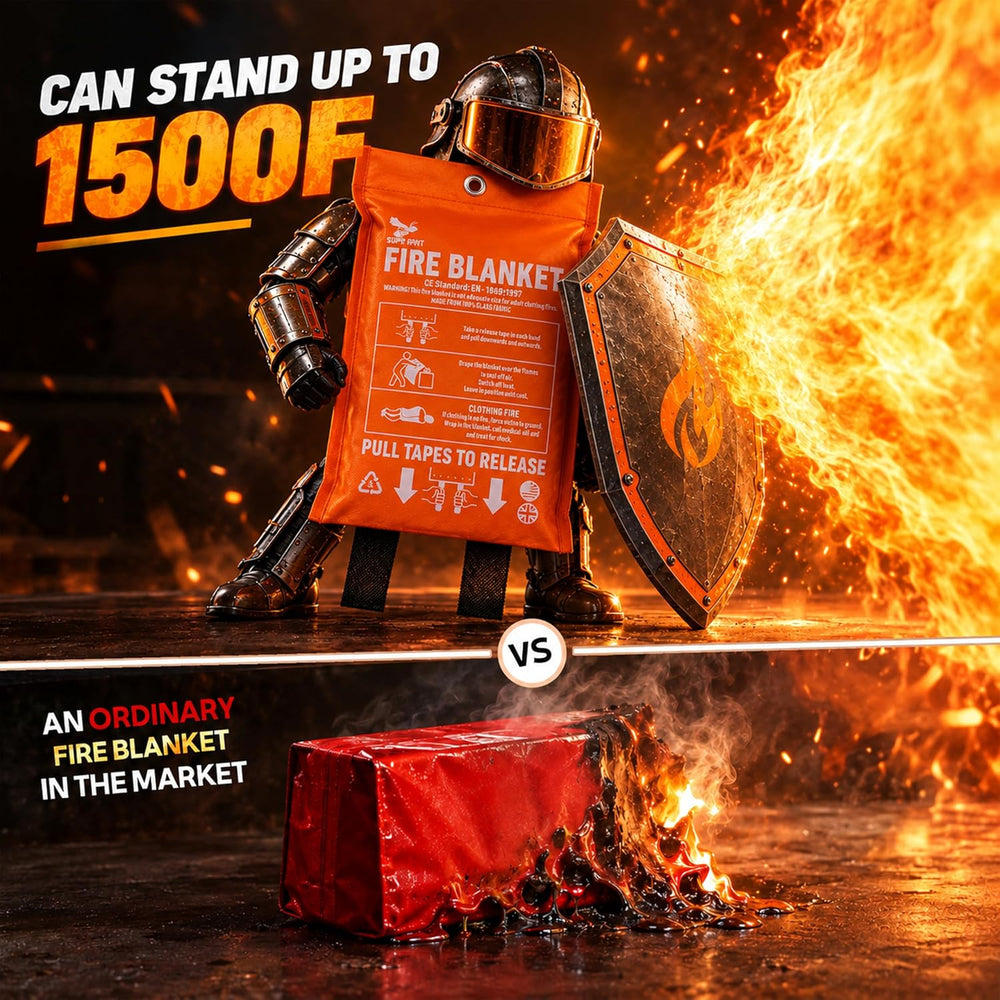 Fire Blanket - 1500F CE Certified Emergency Fire Blanket for Home & Kitchen