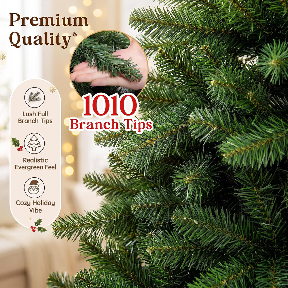 LUCKLIFE 6 ft Artificial Christmas Tree, Full PVC Unlit Christmas Tree with C...