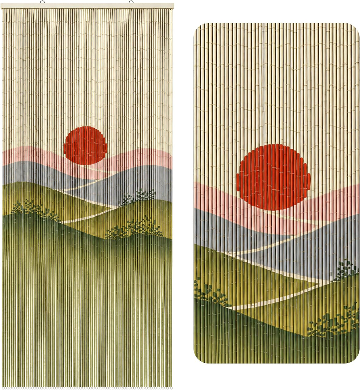Sunset Field Beaded Bamboo Curtain for Doorway 35.4" x 78.7"