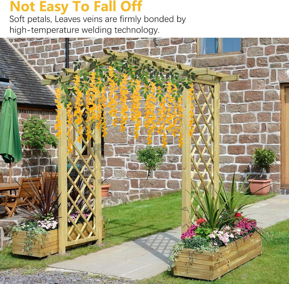 24 Pack Orange Wisteria Hanging Flowers, 3.4 Ft Fake Hanging Flowers, Artific...
