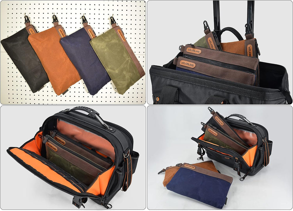 WELKINLAND Heavy-Duty Canvas Tool Pouch, 4PCS 12-Inch Zippered Tool Pouch