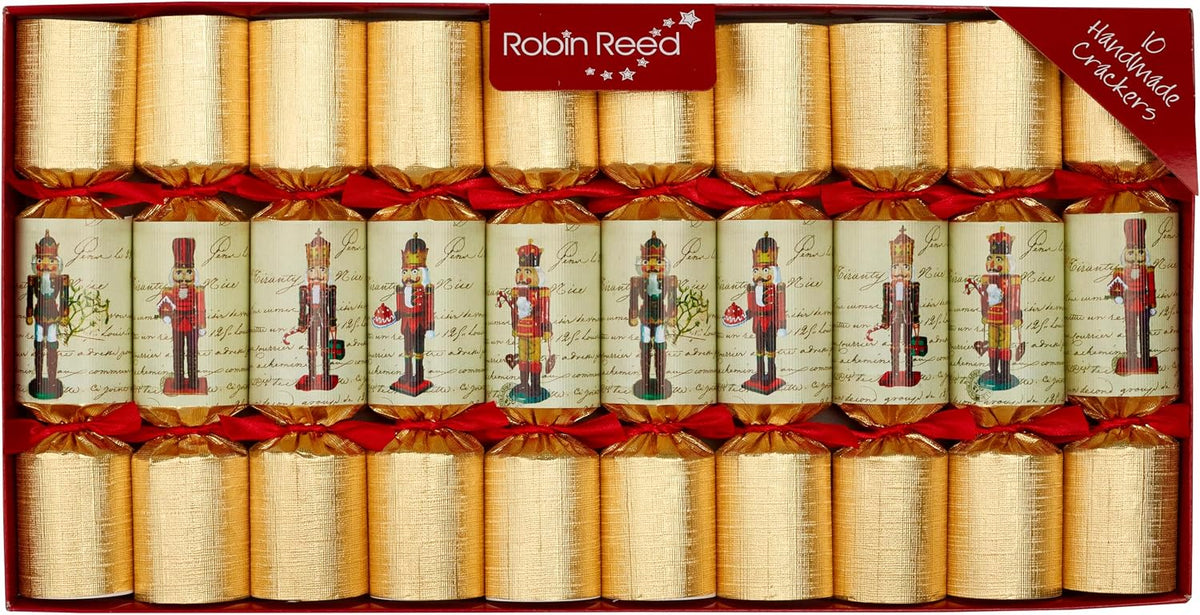 Robin Reed 10 x 8.5 Handmade Christmas Crackers - Nutcracker on Gold