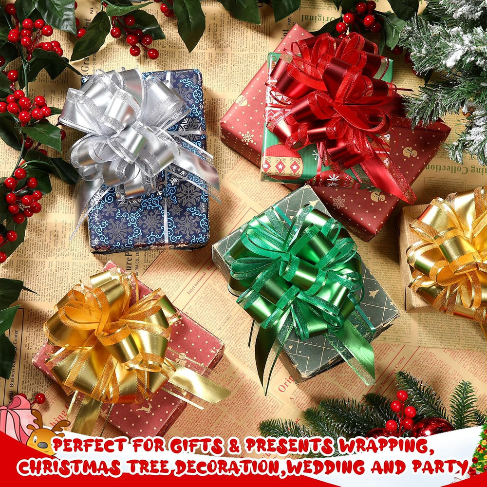 Riceshoot 60 Pcs Christmas Large Pull Bows Ribbon Gift 6 Inch Pastel Gift Wra...