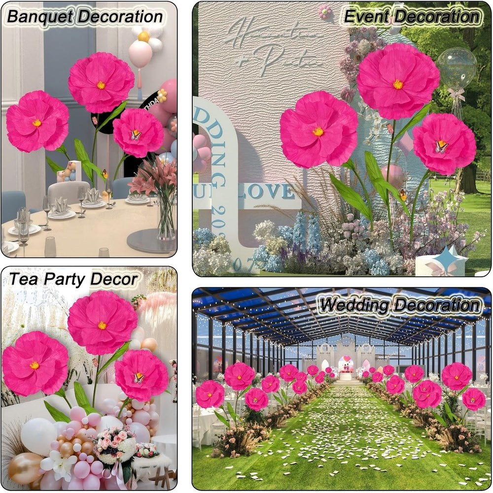 5.8 Ft Giant Artificial Flowers, Large Paper Flower with Stand