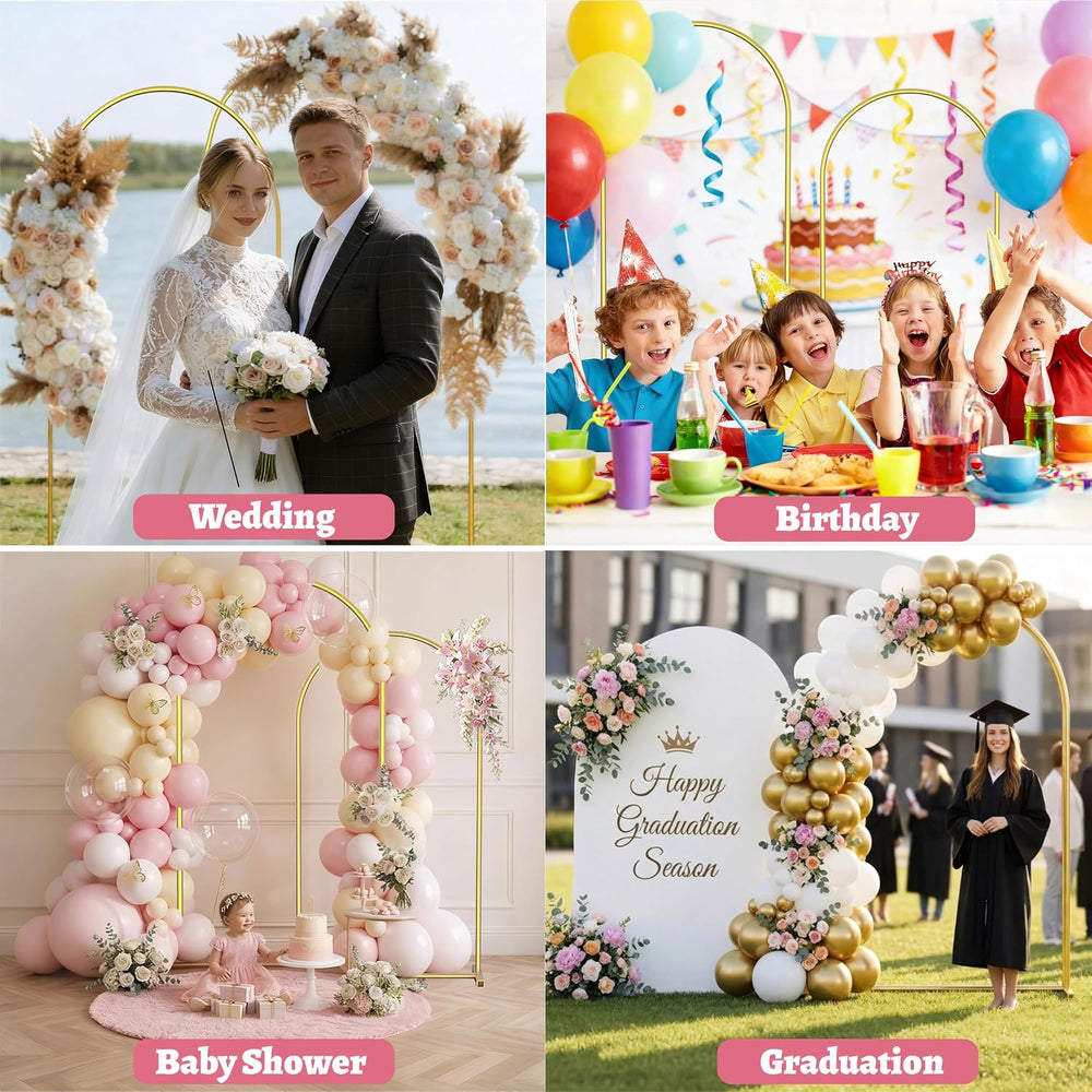 Arch Backdrop Stand Set of 2 (7.2FT,6FT), Gold Metal Arch Stand