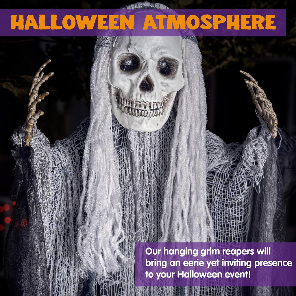 JOYIN 3 Pcs Hanging Halloween Skeleton Ghosts Decorations Outdoor, Grim Reapers for Best Halloween Outdoor Decorations, Haunted Haunted House Prop, Party Supplies