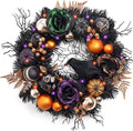 Valery Madelyn 18" Halloween Wreath with Lights for Front Door Party Decor