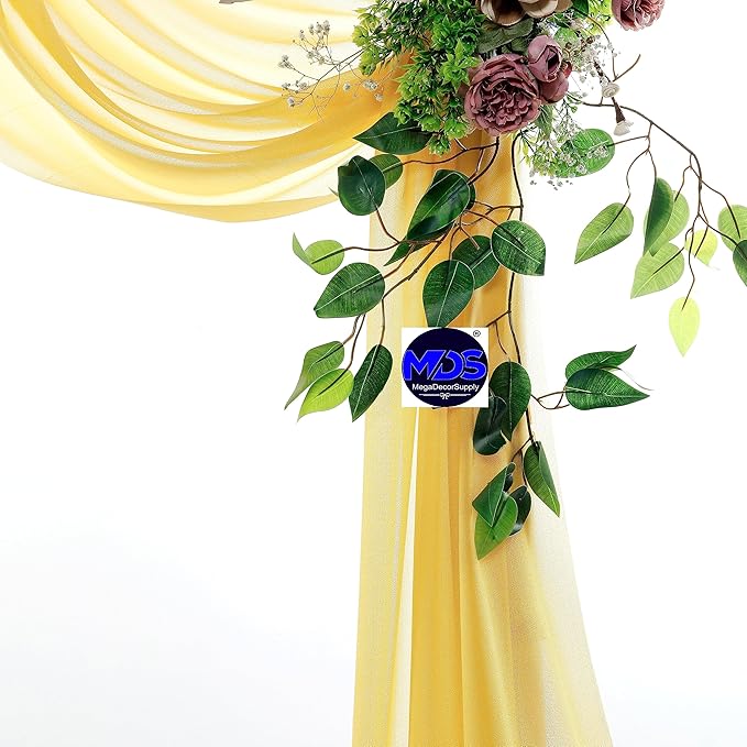 MDS Halloween Chiffon Draping Fabric - 2 Panel, 30" Wide x 40ft Long - Sheer Spooky Arbor & Canopy Drapery for Haunted House Backdrops, Party Ceilings, DIY Costumes & Themed Events - Gold (Pack of 2)