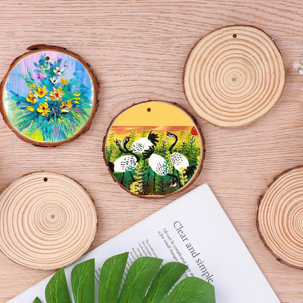 nature wood slices for crafts,2.4-2.8in unfinished natural wood on a desk or shelf
