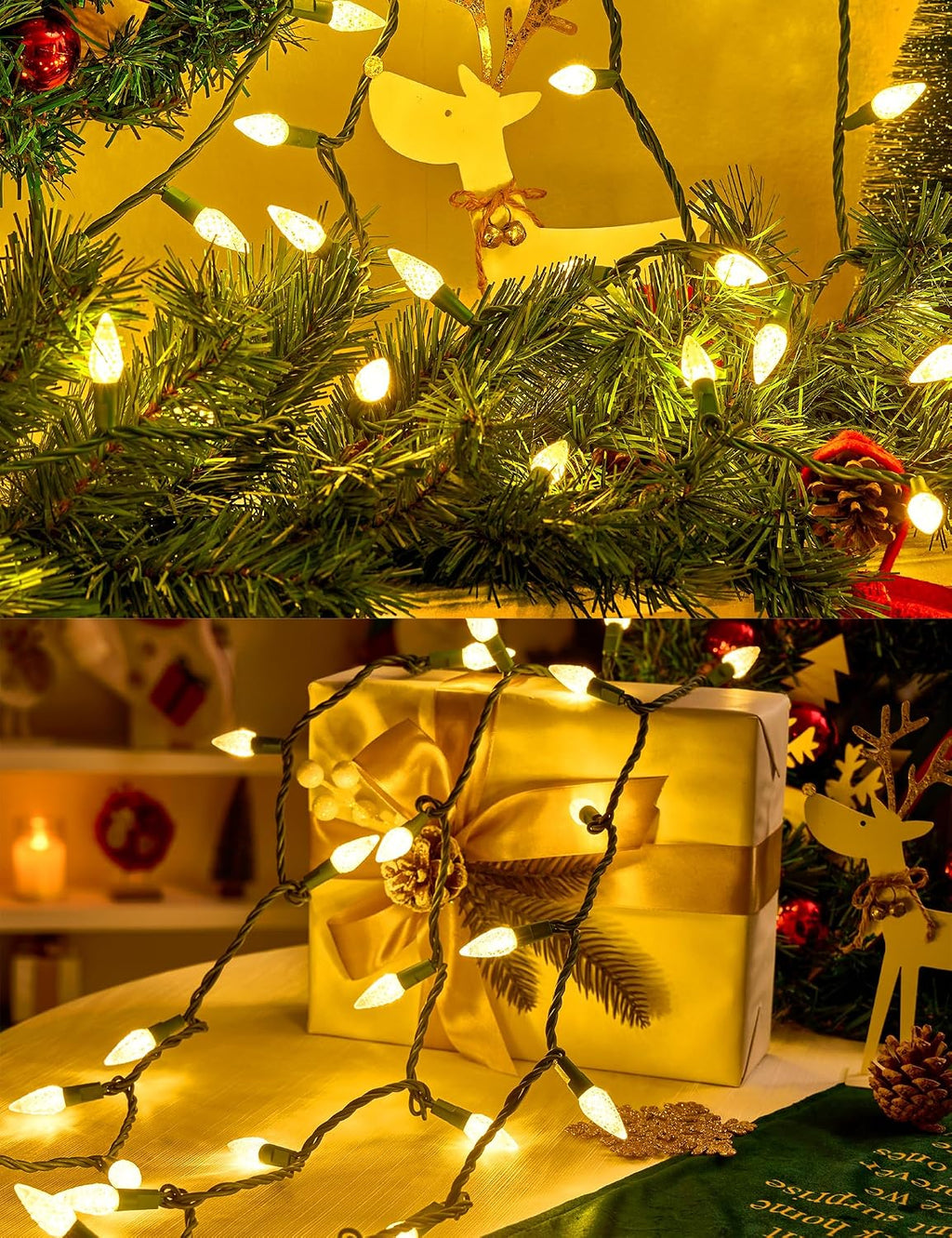bohon christmas lights warm white faceted c6 34ft, package contents