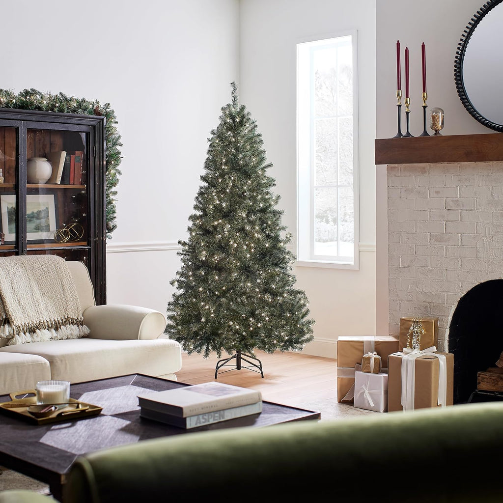 national tree company 6.5ft pre-lit north valley blue, side view
