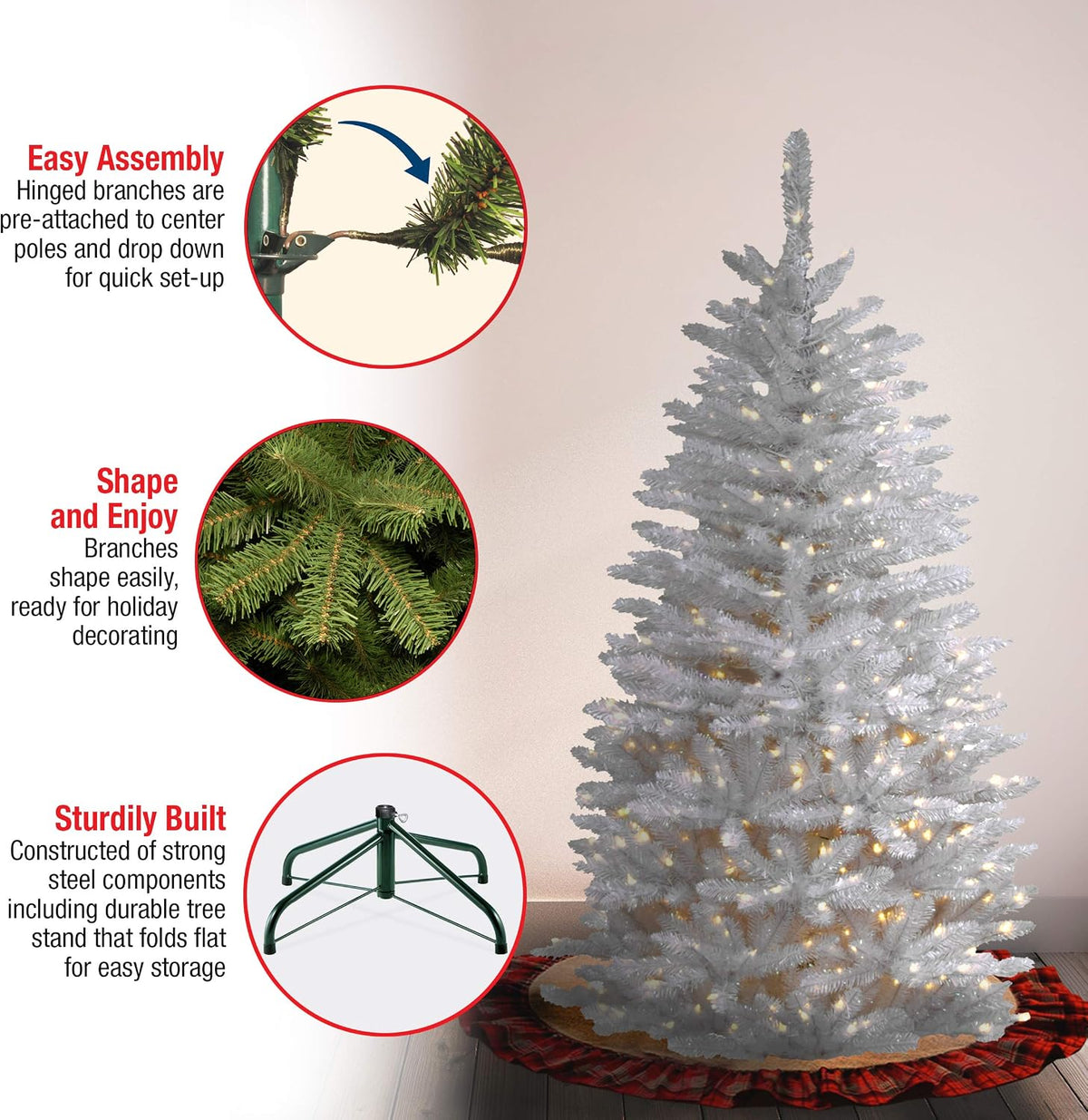 national tree company 4.5ft pre-lit kingswood fir slim, side view