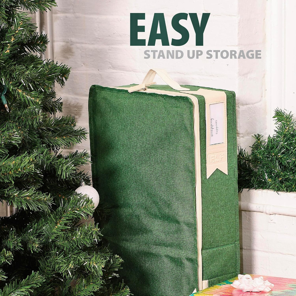 little elf premium wrapping paper storage organizer, easy on a desk or shelf
