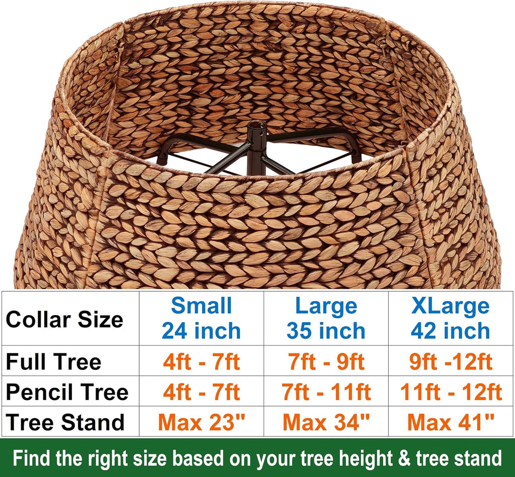 CENBOSS Rattan Christmas Tree Collar, Brown Wash, 24 inch