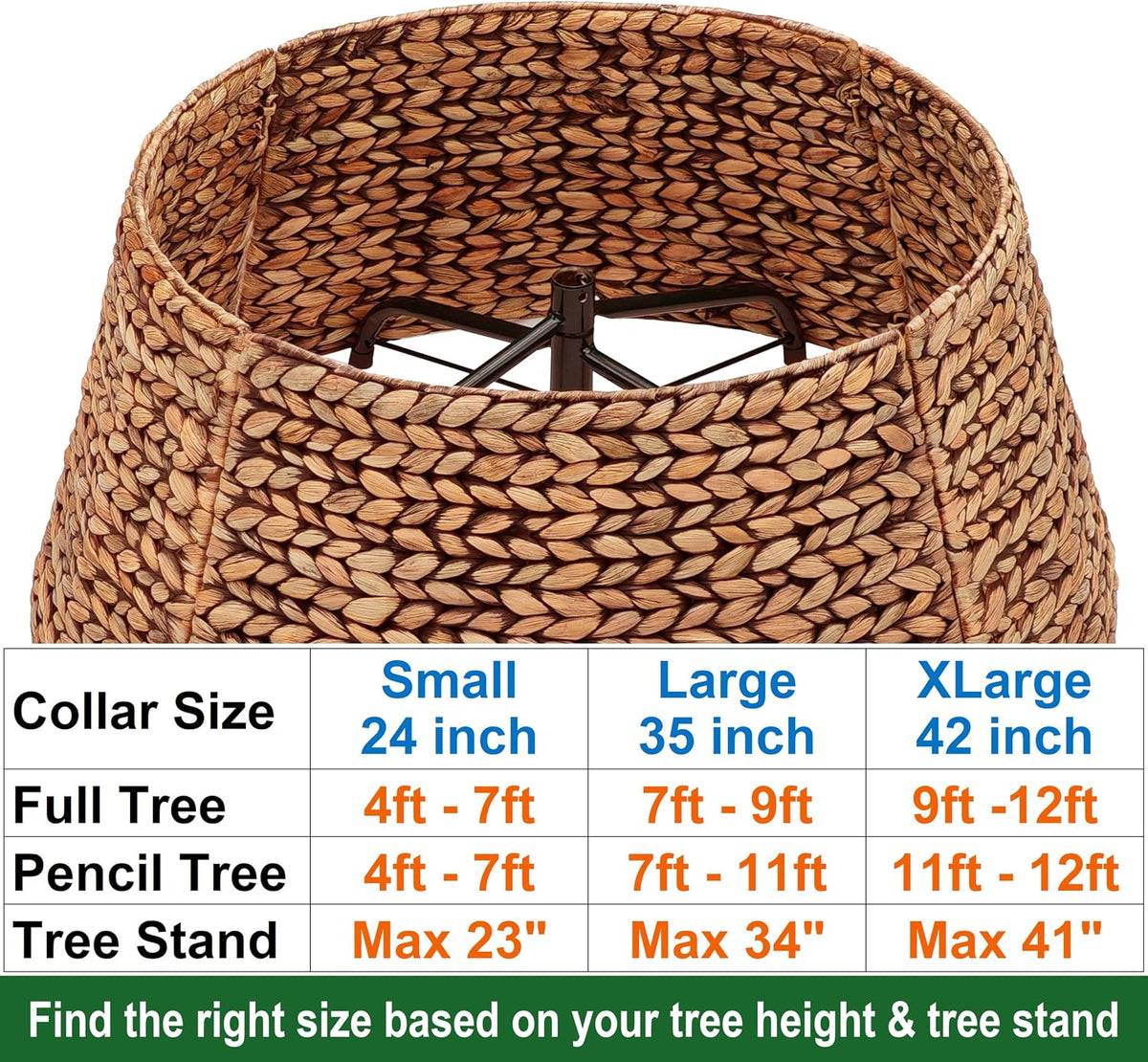 CENBOSS Rattan Christmas Tree Collar, Brown Wash, 24 inch