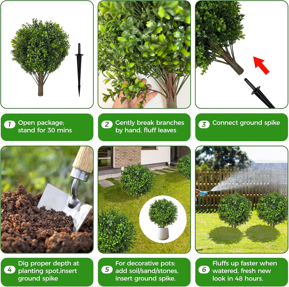 22'' Artificial Boxwood Topiary Ball Bushes, 4PCS Fake Boxwood Shrubs