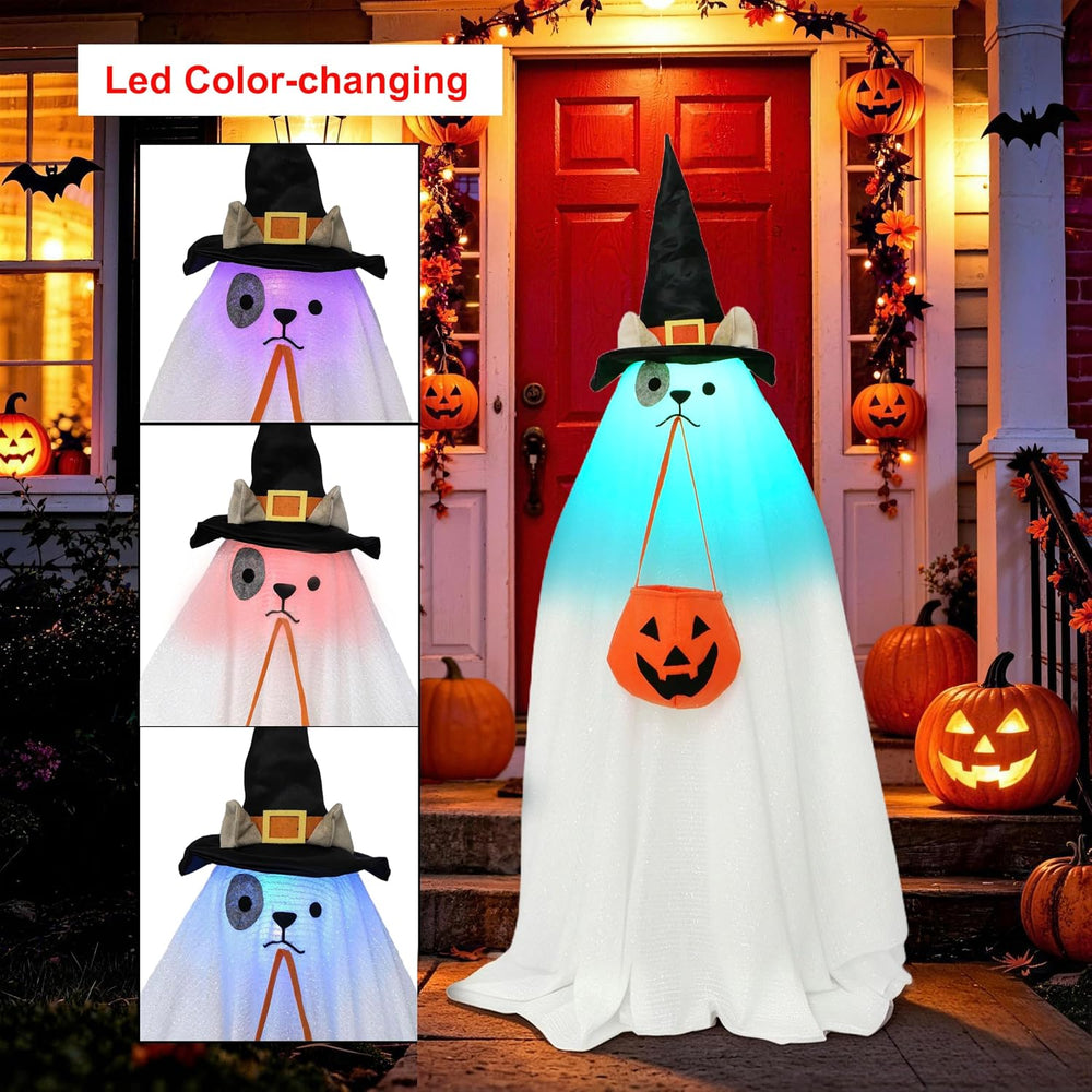 Outdoor Halloween Decorations RGB Lights Up Ghost - Halloween Porch Decor