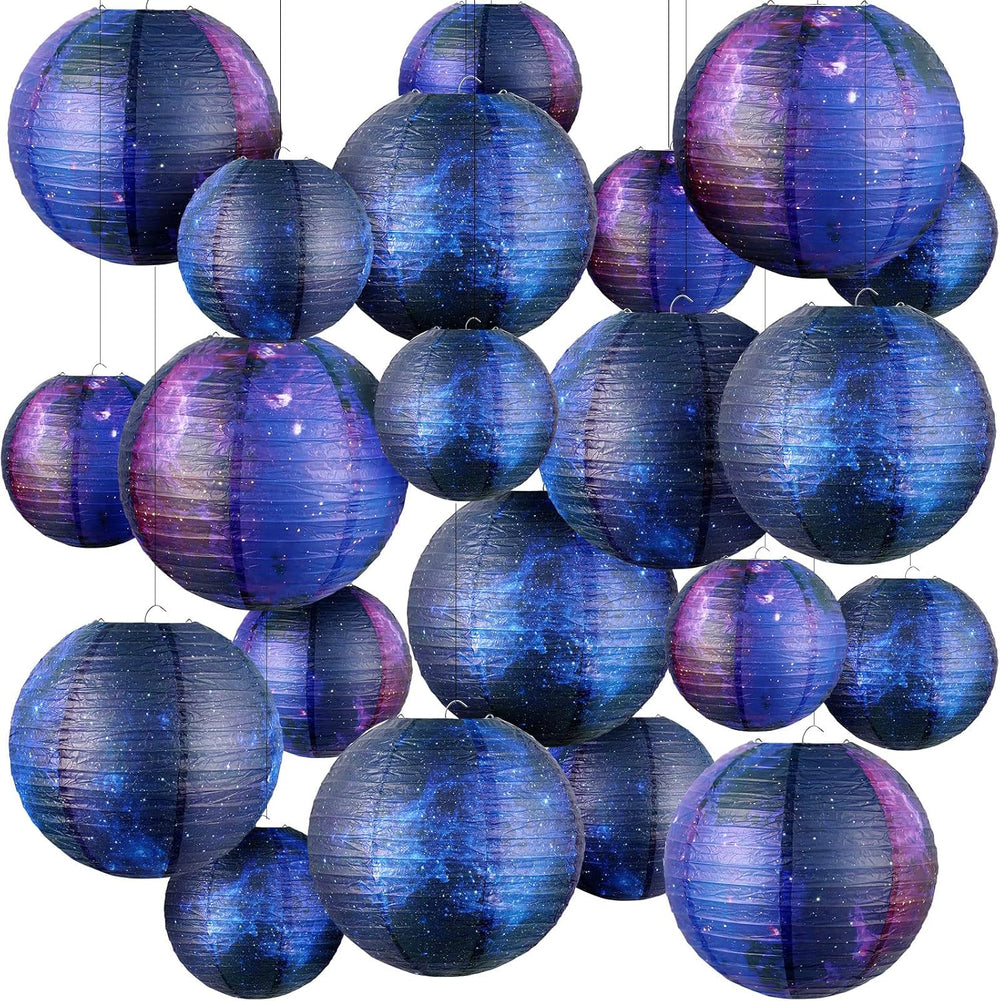 Hortsun 20 Pcs Galaxy Paper Lanterns Space Themed Hanging Party Decorations