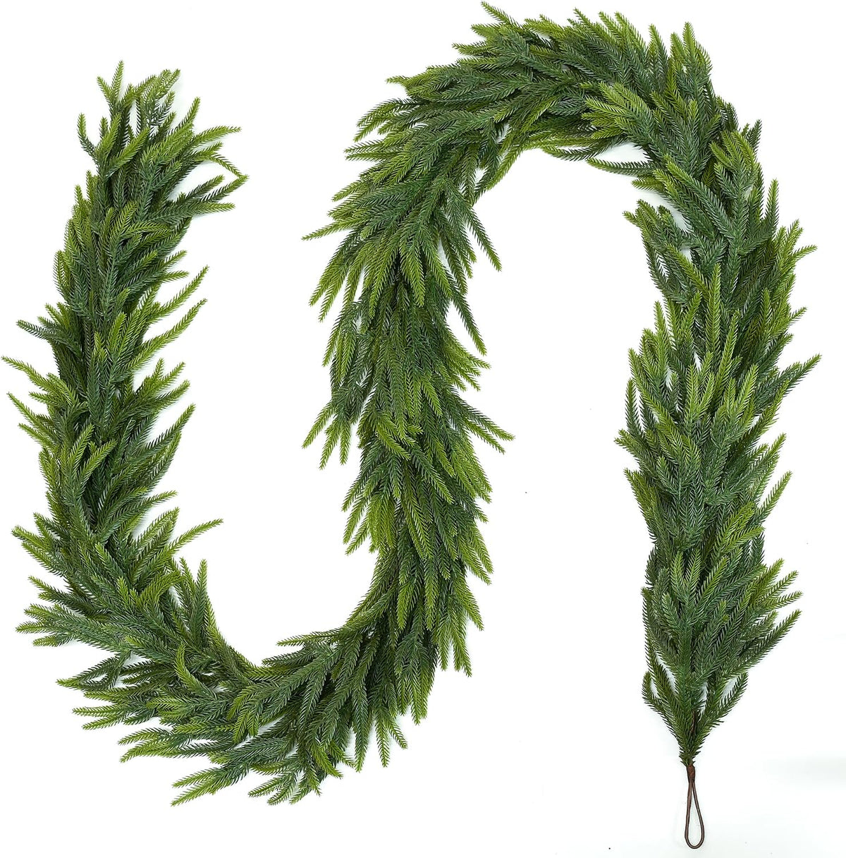 12FTx1 Extra Full Christmas Garland Real Touch Norfolk Pine Garland Faux Greenery Garlands Christmas Decorations Norfolk Pine Garlands for Stairs, Railing,Table Holiday Seasonal Indoor Mantle Decor