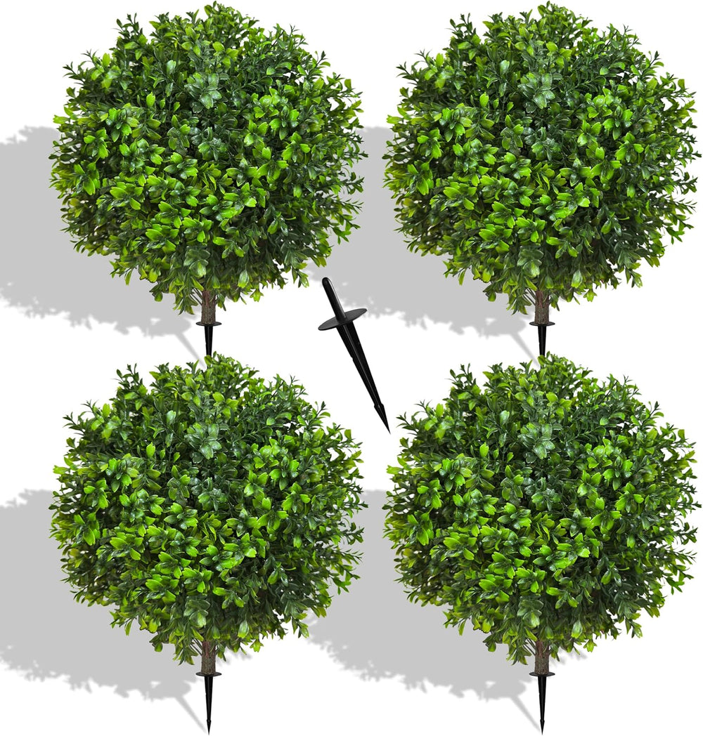 22'' Artificial Boxwood Topiary Ball Bushes, 4PCS Fake Boxwood Shrubs