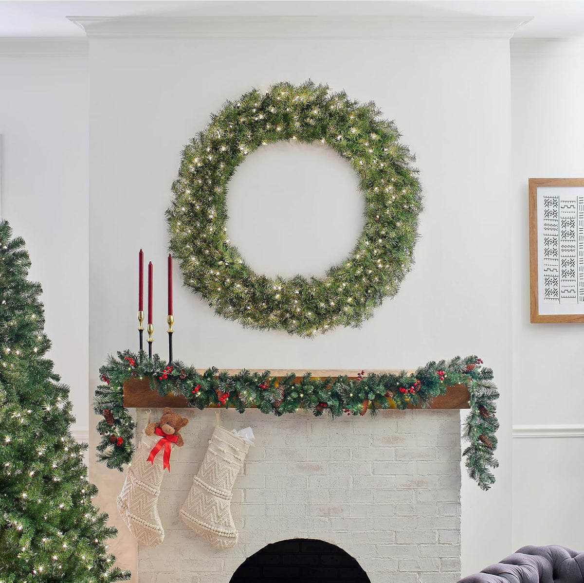 national tree company 48" norwood fir wreath with, side view