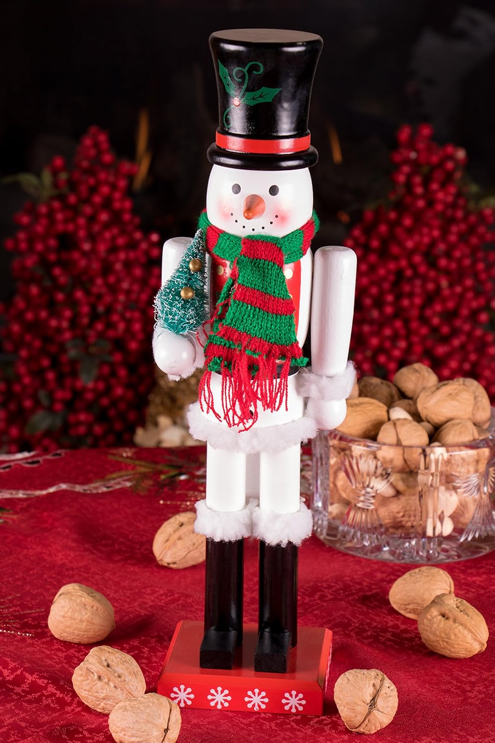 Clever Creations Snowman 15 Inch Traditional Wooden Nutcracker, Festive Christmas Décor for Shelves and Tables