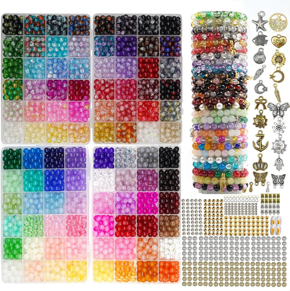 Hanyoung 8mm Glass Beads for Bracelet Making Kits, 96 Colors 2900 pcs