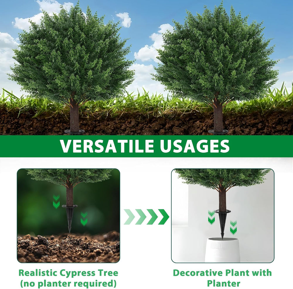 Artificial Set of 4 UV Resistant Cedar Topiary Ball Trees for Outdoor