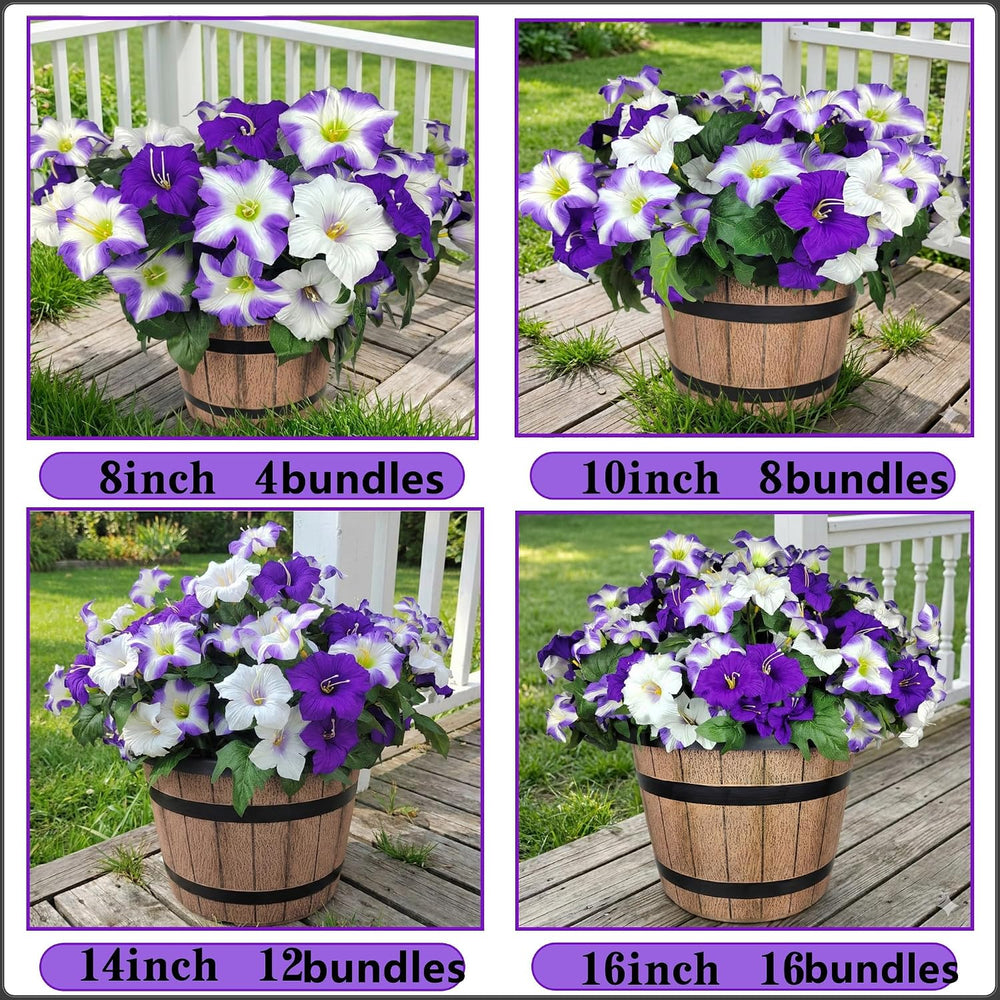 Geegoods Artificial Petunias Flowers for Outdoors, 8 Bundles UV Resistant