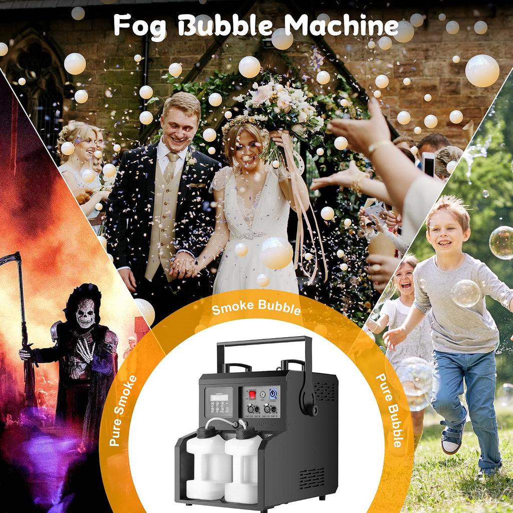 Smoke Bubble Machine 1500W with Fog Filled Bubbles