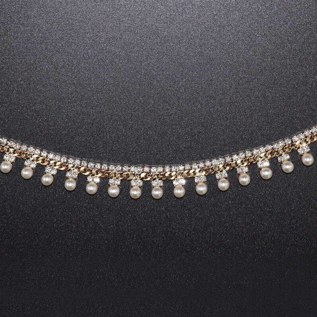 jerler 2 yard pearl tassel rhinestone trim, inlaid shown in use
