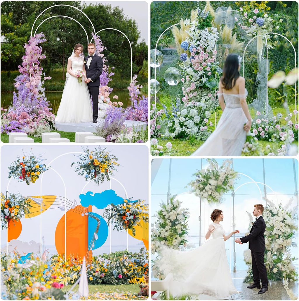 wokceer wedding arch backdrop stand 8ft,7.2ft,6.6ft white metal on a desk or shelf