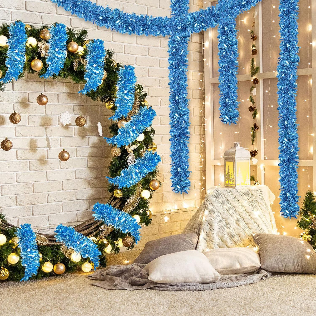 ceenna 150 feet christmas tinsel garland metallic twist, side view