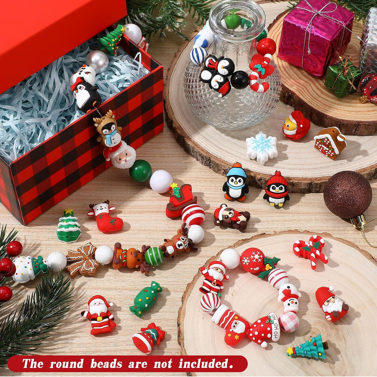 watersay 70 pcs christmas 3d silicone focal beads showing dimensions